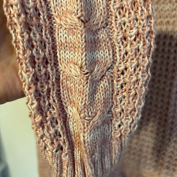 Pink Rose Basket Weave Pattern Knit Long Sleeve Round Neck Sweater Size M - Picture 7 of 12